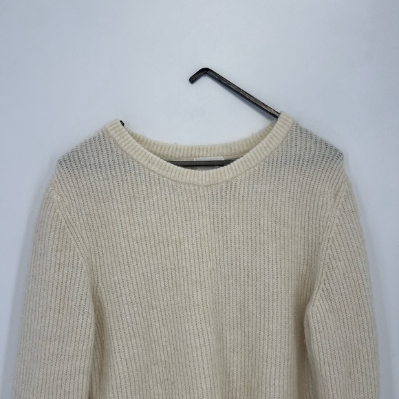 H&M Rib Knit Flared Peplum Wool Blend Sweater In Cream - Picture 2 of 9